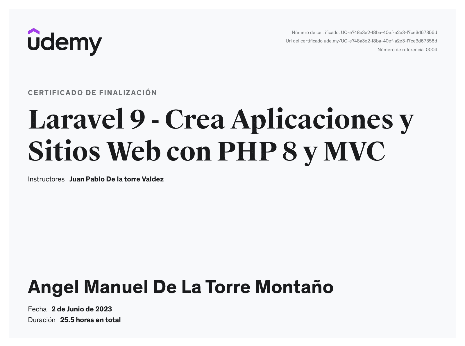 Certificación Laravel 9 - Crea aplicaciones y sitios web con PHP 8 y MVC