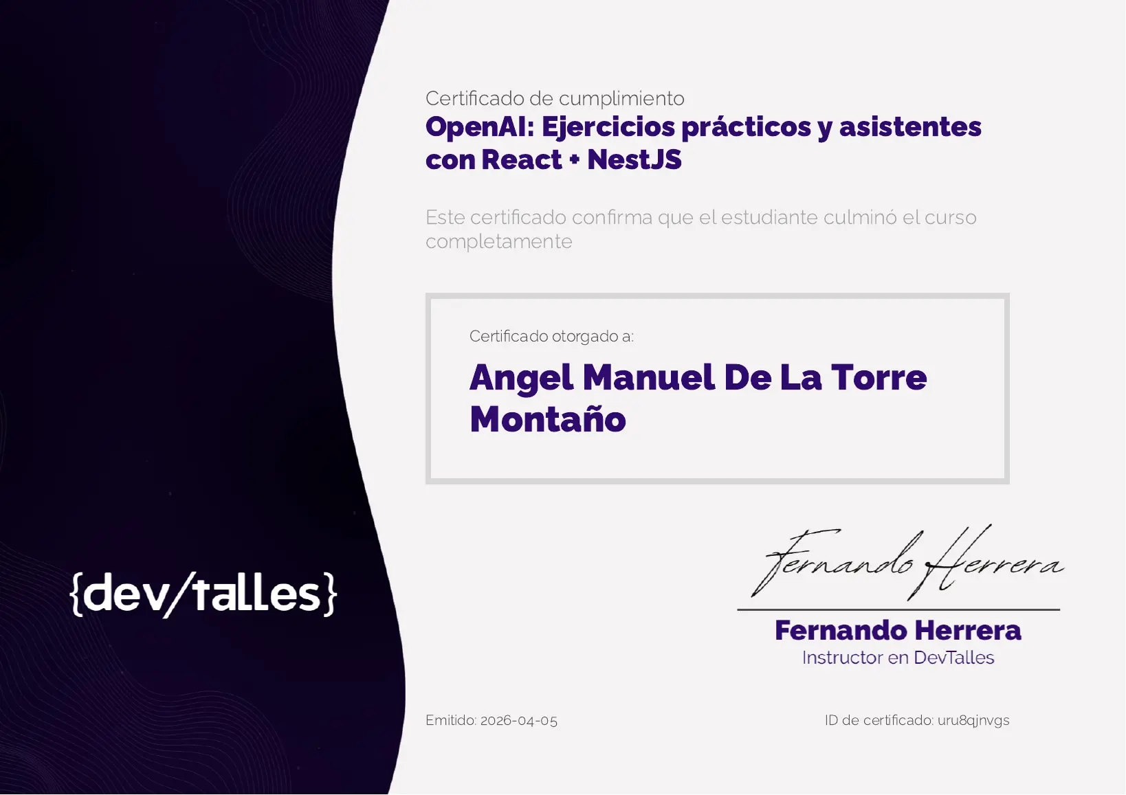 Certificación OpenAI: Ejercicios prácticos y asistentes con React + Nest.js