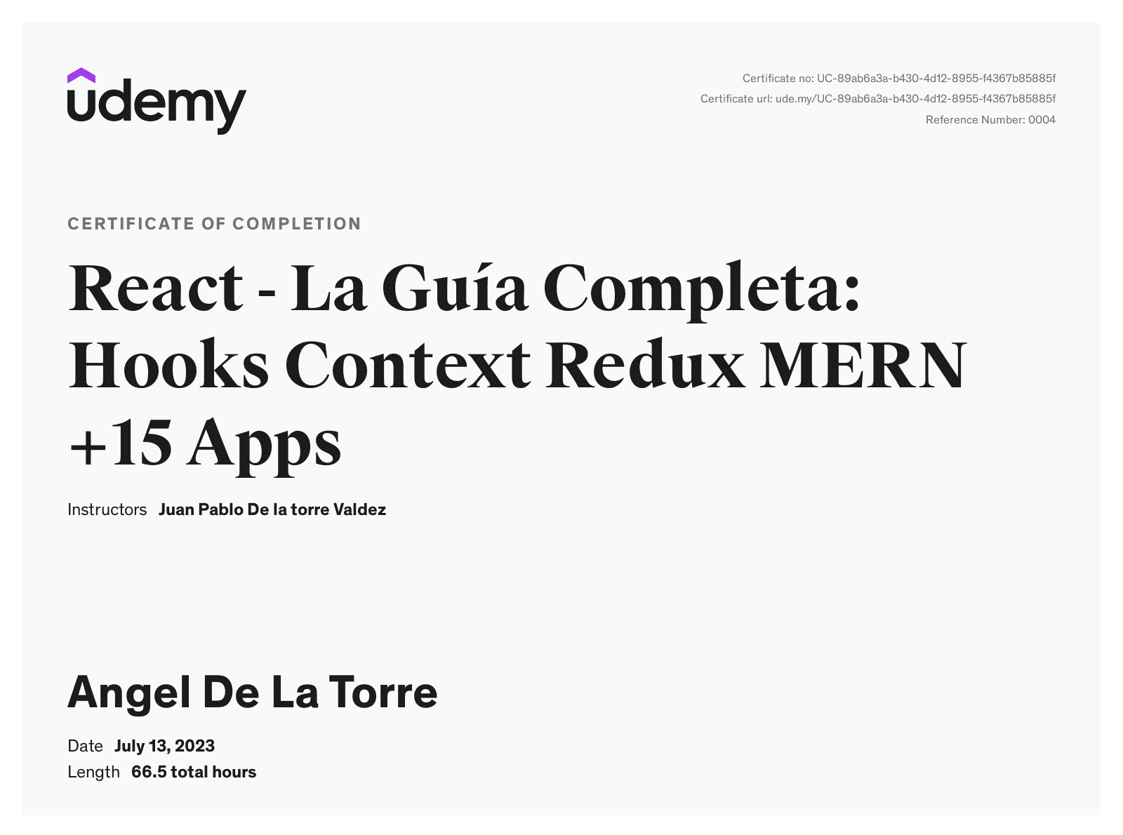 Certificación React - La guía completa: Hooks, Context, Redux, MERN. +15 Apps